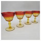 Set of 4 Amberina Glass Goblets