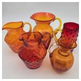 5 Amberina Miniature Pitchers