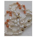 FRESHWATER PEARL HOLD TONE BEADED NECKLACE 22"