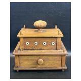 Antique c 1900~Shaker Style Wood Sewing Box Spool