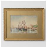 H.E. Cornish Signed Maritime Watercolor