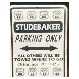 STUDEBAKER PARKING ONLY ROUTE 66 METAL SIGN