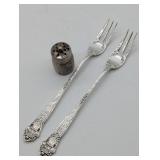2 STERLING SILVER FORKS & SALT SHAKER