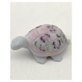 FENTON ART GLASS TURTLE HAND PAINTED, SIGNED &