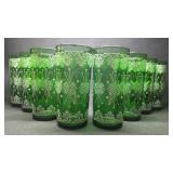 Mid Century Modern Emerald Green & White Glass