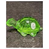FENTON ART GLASS TURTLE GREEN
