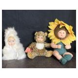 3 VINTAGE PLUSH PORCELAIN FACED BABY DOLLS ANNE