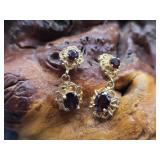 14K Gold & Garnet Earrings 6.1g