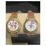 2 VINTAGE LORUS DISNEY MICKEY MOUSE & MINNIE