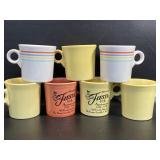 7 Fiesta Cups / Mugs , Yellow, Striped + , 60th