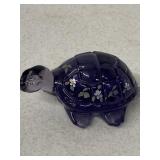 FENTON ART GLASS TURTLE HAND PAINTED & SIGNED