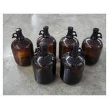 (6) 1 Gallon Amber Glass Jugs