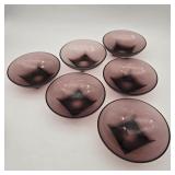 Set of 6 Hazel Atlas Moroccan Amethyst Bowls