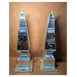 2 Decorative Mirrored Obelisk