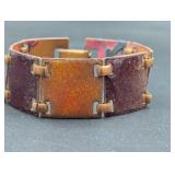 Vintage Enamel Copper Panel Bracelet Wide