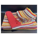 12 Fiesta Striped Placemats & 12 Napkins , Red