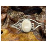 Sterling Silver and Mussel Shell Cuff Bracelet