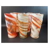 10 Vintage Swirl Art Glass Highball Set: Hand