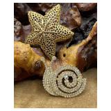 Vintage Brooches Monet Star & Rhinestone Snail
