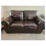 Brown Leather Loveseat Sofa Excellent Condition