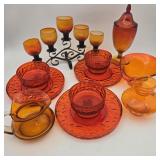 Amberina / Orange Art Glass Lot w/ Candelabra