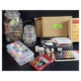 Sewing Lot w/ VTG Wood Spools/ Electric  Scissors