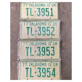 4 OKLAHOMA LICENSE PLATES 1977 OKLAHOMA IS OK