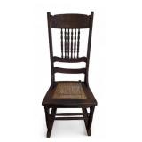 Antique Pressed Back Rocking Chair with Cane