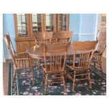 Oak Dining Table w/ Leaf & Six Chairs