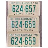 3 OKLAHOMA LICENSE PLATES 1970 COM