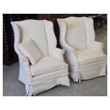 Pair of Unique Wing Back Chairs Need TLC
