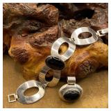 Sterling 925 Silver Bracelet & Pendant w/ Onyx