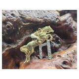 18K Gold & Diamond Equestrian Brooch 8.4g