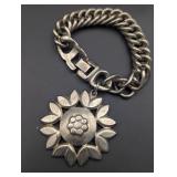 Vintage Monet ? Heavy Silver Tone Flower Leaves