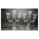 Mid Century Crystal Candle Holders Candelabras