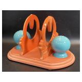 Fiesta Persimmon Napkin Holder & Turquoise S&P