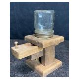 WOOD CANDY DISPENSER W/ KERR/MASON JAR CONTAINER