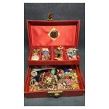 Vintage Jewelry Box & Contents, Jewelry for parts