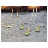 14K Gold Necklaces w/ Pearls & Jade + Earrings