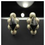 Vintage Aztec Revival Mexican Silver Screw Back