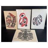 4 Reproduction Screen Prints on Cards Artists