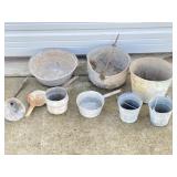 GALVANIZED TUB, POTS, PANS,, PAILS, BUCKETS W/