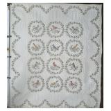 VTG Hand Quilted Cross Stitch Bird Quilt