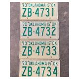 4 OKLAHOMA LICENSE PLATES 1970 OKLAHOMA IS OK