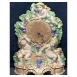 CERAMIC CLOCK W/ CHERUBS & GRAPES