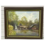 Original Oil Painting Waterfall & Stream Signed