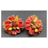 Clip-On Vintage Fruit Bowl Statement Earrings