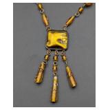 Art Deco Golden Yellow Foil Glass Pendant