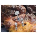 14K White Gold & Aquamarine Necklace & Earings