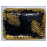 Massive Mid Century Metal Tray Black & Gold